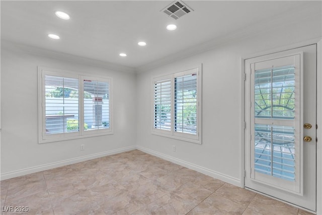 8437 Apple Hill Ct, Las Vegas, NV 89128 - spare room featuring ornamental molding, healthy amount of natural light, recessed lighting, and baseboards