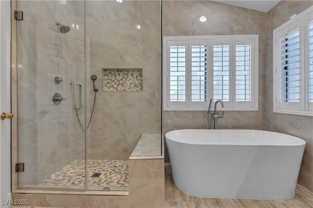 8437 Apple Hill Ct, Las Vegas, NV 89128 - full bath with a stall shower and a freestanding tub
