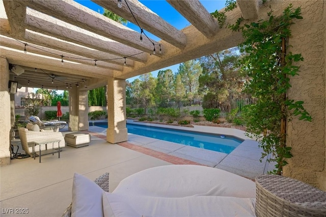 5125 Turnberry Ln, Las Vegas, NV 89113 - view of swimming pool featuring a fenced backyard, a pergola, and a patio
