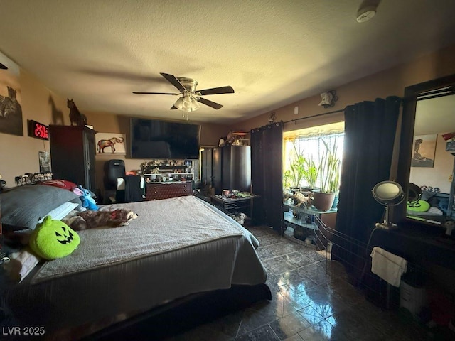 4559 S Nellis Blvd, Las Vegas, NV 89121 - bedroom with a ceiling fan and a textured ceiling