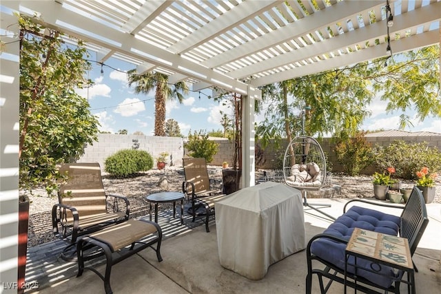 7904 Seabourn Ct, Las Vegas, NV 89129 - view of patio with a fenced backyard and a pergola