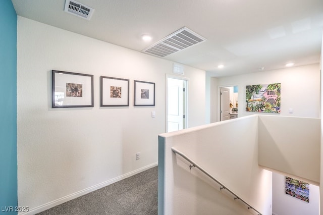 6521 Cinnamon Hazelnut St Lot 91, North Las Vegas, NV 89084 - hallway featuring an upstairs landing, carpet flooring, recessed lighting, and baseboards
