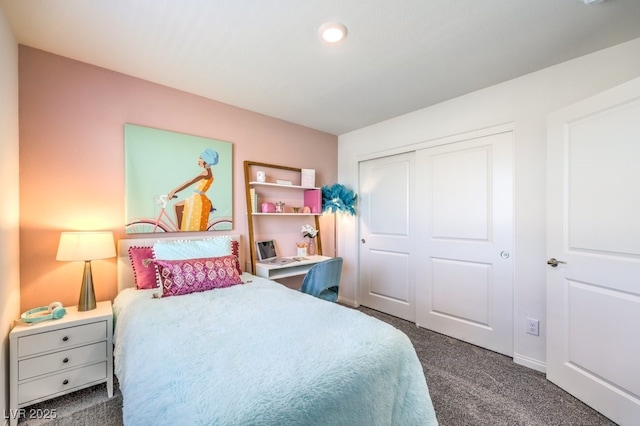 6521 Cinnamon Hazelnut St Lot 91, North Las Vegas, NV 89084 - bedroom featuring carpet, a closet, baseboards, and recessed lighting