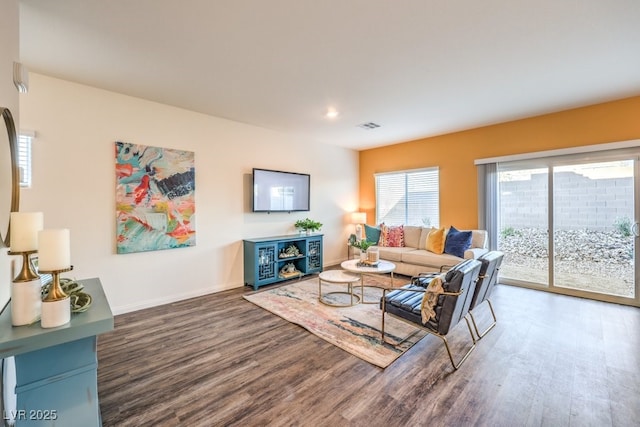 6521 Cinnamon Hazelnut St Lot 91, North Las Vegas, NV 89084 - living room with wood finished floors, baseboards, and recessed lighting