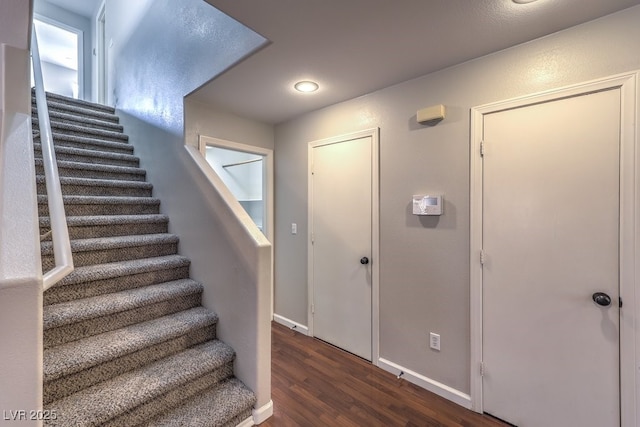11177 Deluna St, Las Vegas, NV 89141 - staircase with wood finished floors, baseboards, and recessed lighting