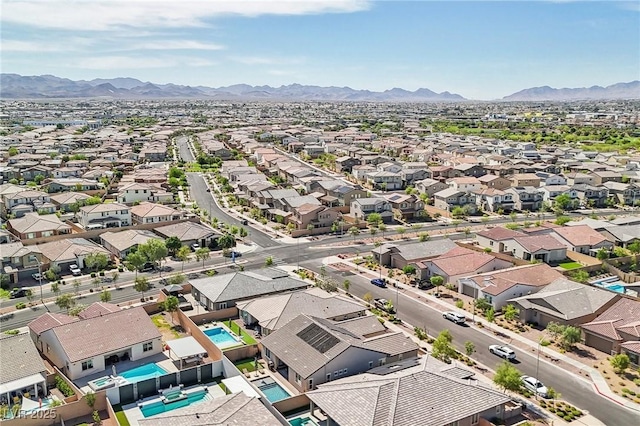 716 Cadence View Way, Henderson, NV 89011 - aerial perspective of suburban area featuring a pool area and a mountainous background