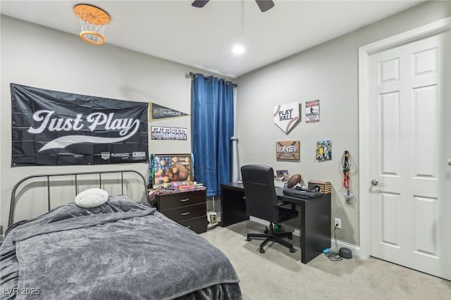 716 Cadence View Way, Henderson, NV 89011 - bedroom with carpet floors, a desk, baseboards, and ceiling fan