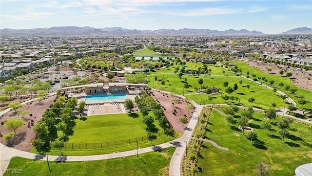716 Cadence View Way, Henderson, NV 89011 - aerial view of residential area featuring a pool area and mountains