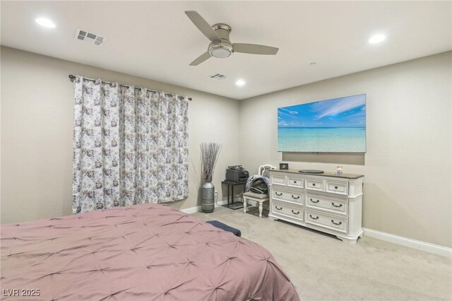 716 Cadence View Way, Henderson, NV 89011 - bedroom featuring carpet floors, baseboards, recessed lighting, and a ceiling fan