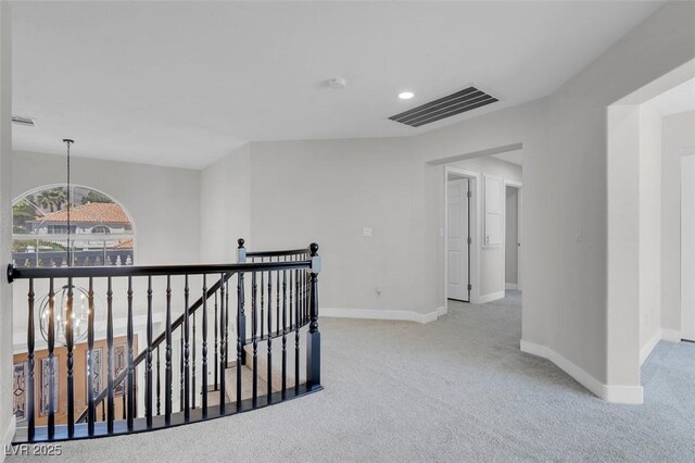 3604 N Campbell Rd, Las Vegas, NV 89129 - hall featuring an upstairs landing, a chandelier, carpet flooring, and recessed lighting
