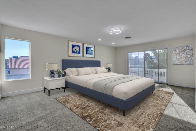 3604 N Campbell Rd, Las Vegas, NV 89129 - carpeted bedroom with access to outside, baseboards, and recessed lighting