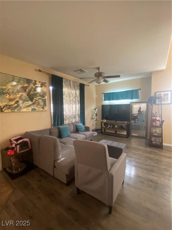 8913 Cambridge Glen Ct, Las Vegas, NV 89149 - living area with ceiling fan and wood finished floors
