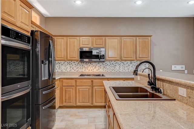 10608 Trussell St, Las Vegas, NV 89141 - kitchen featuring appliances with stainless steel finishes, light countertops, decorative backsplash, and recessed lighting