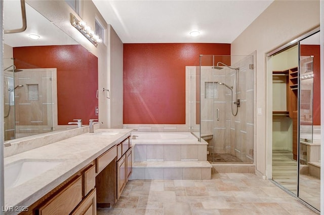10608 Trussell St, Las Vegas, NV 89141 - bathroom with a stall shower, a garden tub, double vanity, and a spacious closet