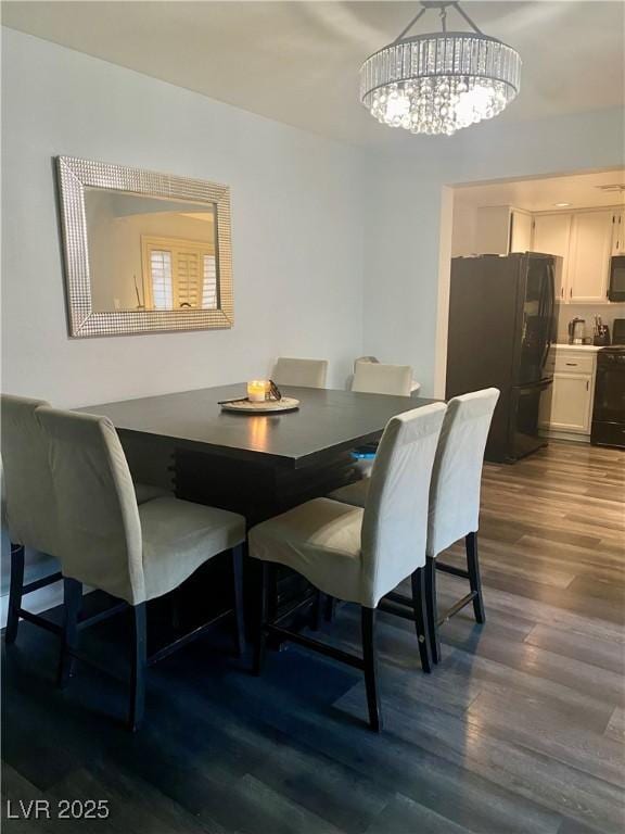 1482 Flintrock Rd, Henderson, NV 89014 - dining area with dark wood-style floors and a chandelier