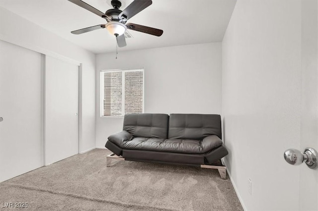 6581 Netherseal Ave, Las Vegas, NV 89139 - living area with carpet flooring, ceiling fan, and baseboards