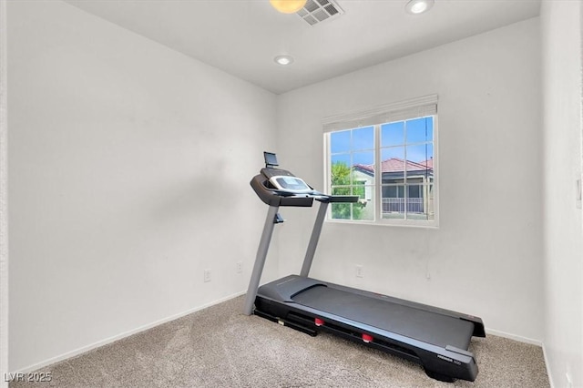 6581 Netherseal Ave, Las Vegas, NV 89139 - exercise room featuring carpet floors, baseboards, and recessed lighting