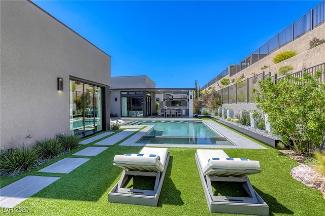 787 Keyland St, Las Vegas, NV 89138 - view of swimming pool with a patio and a pool with connected hot tub