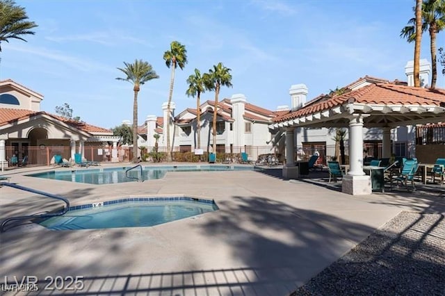 7912 Foxwood Pl Unit 104, Las Vegas, NV 89145 - community pool with a gazebo, a patio area, and a hot tub
