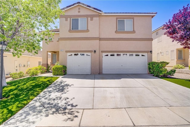 8913 Loggers Mill Ave, Las Vegas, NV 89143 - view of front facade with a garage, stucco siding, and concrete driveway