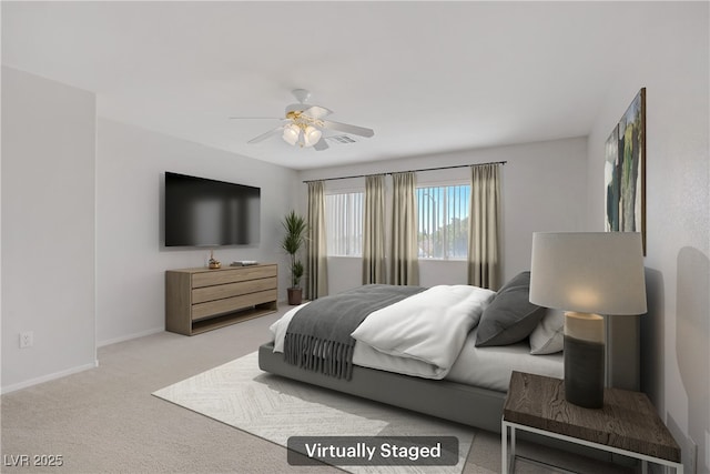 8913 Loggers Mill Ave, Las Vegas, NV 89143 - bedroom featuring carpet flooring, baseboards, and ceiling fan