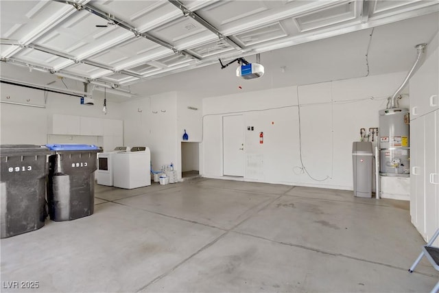 8913 Loggers Mill Ave, Las Vegas, NV 89143 - garage with secured water heater, separate washer and dryer, and a garage door opener