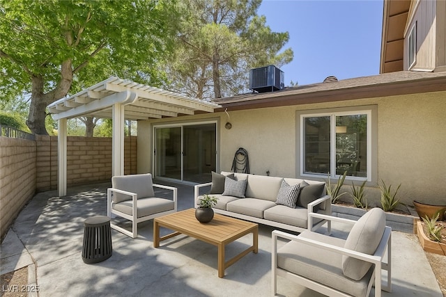 2349 Wooster Cir Unit A, Las Vegas, NV 89108 - view of patio with outdoor lounge area, a pergola, and central AC