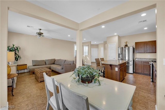 1104 Aspen Cliff Dr, Henderson, NV 89011 - dining space featuring recessed lighting and ceiling fan