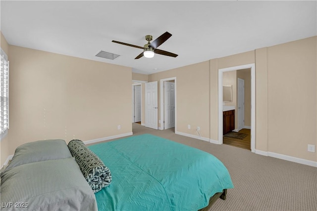 1104 Aspen Cliff Dr, Henderson, NV 89011 - bedroom with baseboards, carpet, ceiling fan, and ensuite bath