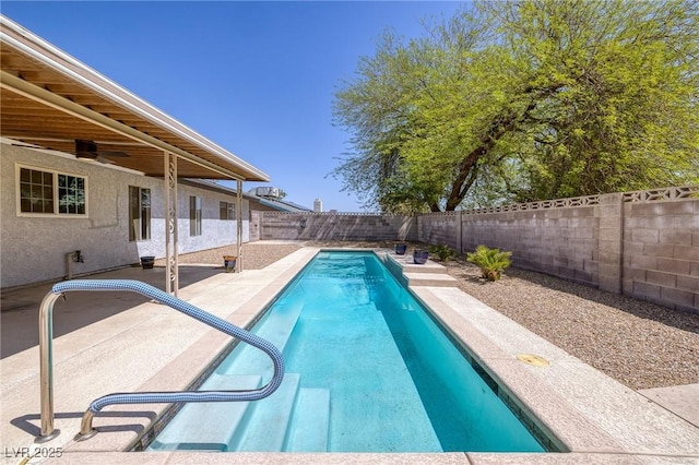 616 Fernbrook Dr, Henderson, NV 89002 - view of pool featuring a patio, a fenced backyard, and ceiling fan