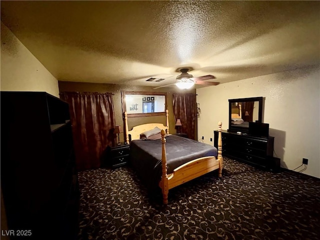 8237 Cline Mountain St, Las Vegas, NV 89131 - bedroom with a textured ceiling, a ceiling fan, and carpet flooring