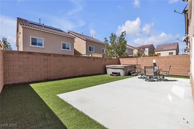 5661 Brimstone Hill Ave, Las Vegas, NV 89141 - view of yard featuring a hot tub, a patio, and a residential view