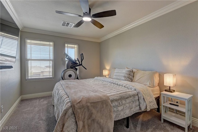 5635 Mesa Mountain Dr, Las Vegas, NV 89135 - carpeted bedroom with baseboards, crown molding, and ceiling fan