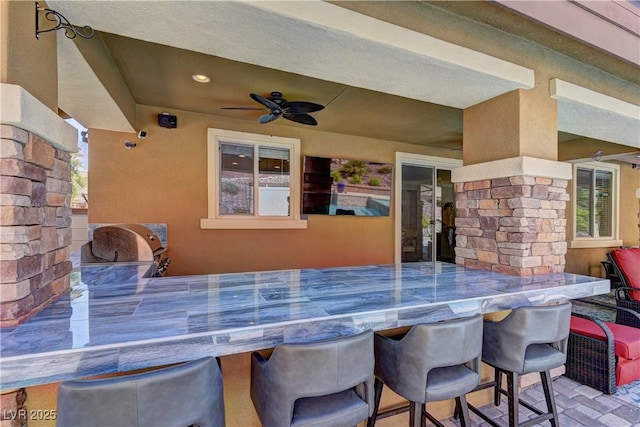 5635 Mesa Mountain Dr, Las Vegas, NV 89135 - view of patio with ceiling fan and area for grilling