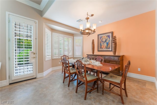 11405 Perugino Dr, Las Vegas, NV 89138 - dining area featuring a chandelier and baseboards
