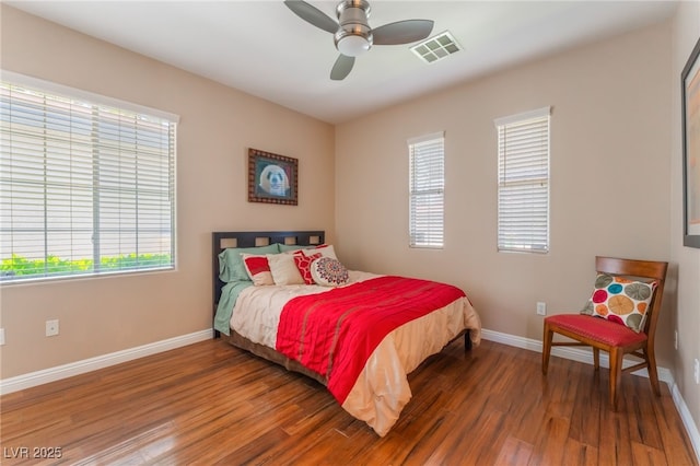 11405 Perugino Dr, Las Vegas, NV 89138 - bedroom with wood finished floors, baseboards, and ceiling fan