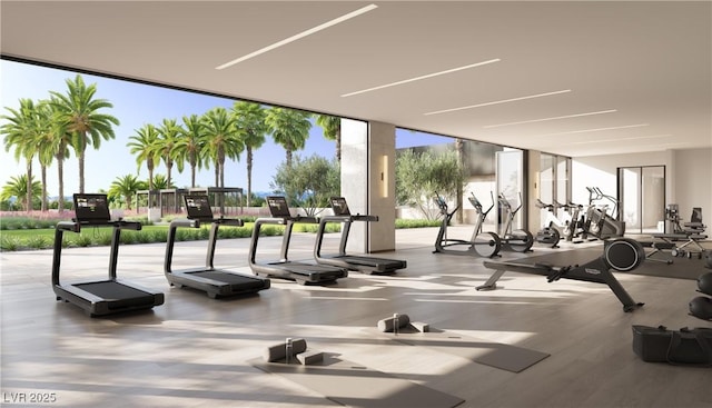 410 Rock Peak Dr Unit 1704, Henderson, NV 89012 - workout area with expansive windows and wood finished floors