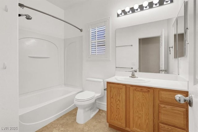 1212 E Rome Blvd, North Las Vegas, NV 89086 - bathroom featuring washtub / shower combination, toilet, vanity, and tile patterned floors
