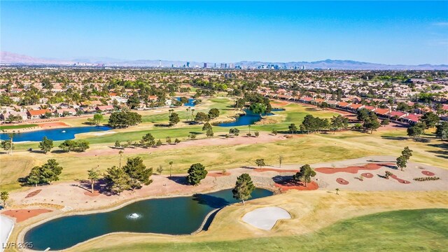 9812 Folsom Dr, Las Vegas, NV 89134 - aerial perspective of suburban area featuring a water and mountain view and a golf course