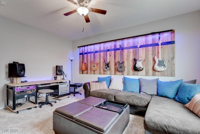 6985 Hopi Summit Ct, Las Vegas, NV 89149 - living area with ceiling fan and carpet floors