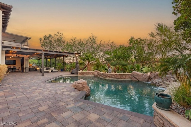 10301 Orkiney Dr, Las Vegas, NV 89144 - swimming pool featuring an outdoor living space and a patio