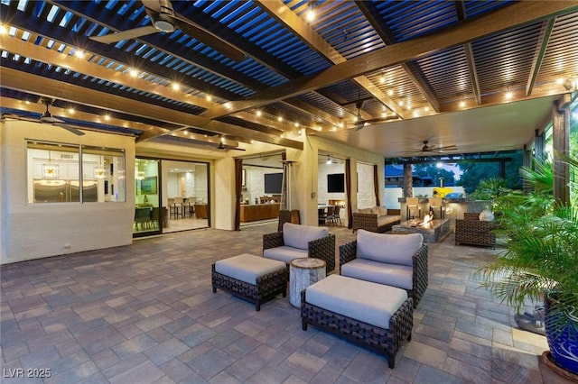 10301 Orkiney Dr, Las Vegas, NV 89144 - view of patio / terrace featuring a ceiling fan, outdoor lounge area, and outdoor dining area