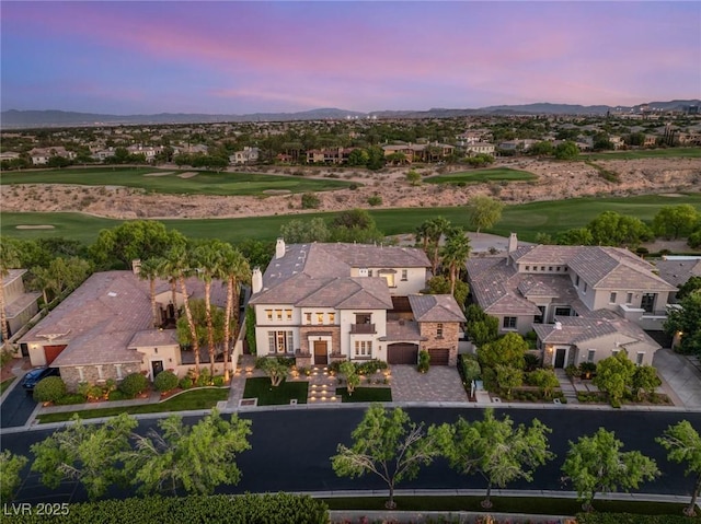 10301 Orkiney Dr, Las Vegas, NV 89144 - aerial view at dusk of golf course view and a mountain view
