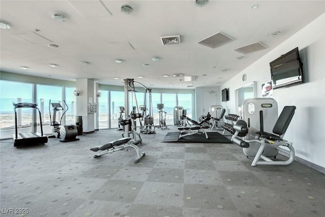 200 Hoover Ave Unit 1905, Las Vegas, NV 89101 - gym with healthy amount of natural light and carpet floors