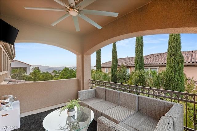 2240 Boutique Ave, Henderson, NV 89044 - balcony with an outdoor hangout area and ceiling fan
