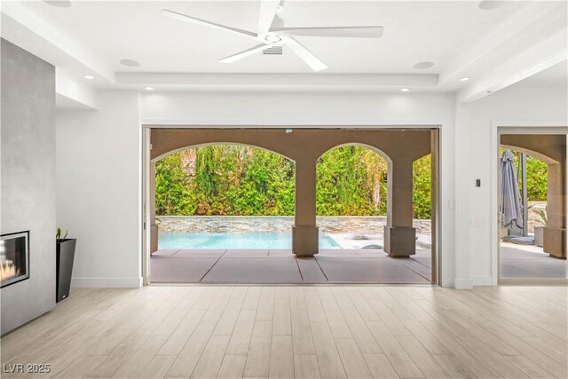 2240 Boutique Ave, Henderson, NV 89044 - view of patio / terrace featuring a ceiling fan, an outdoor pool, and a deck