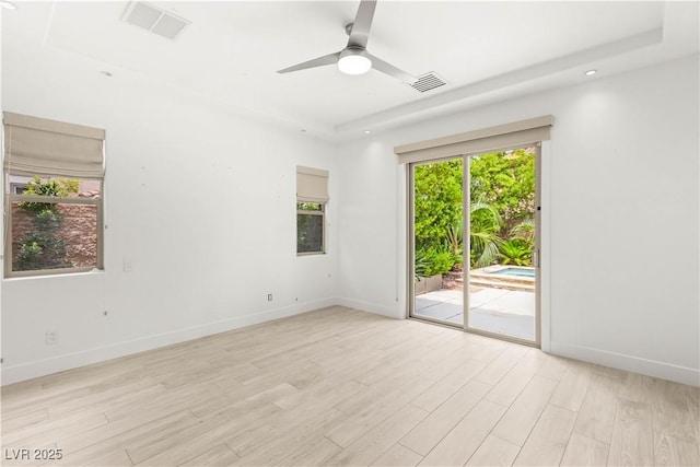 2240 Boutique Ave, Henderson, NV 89044 - empty room with light wood finished floors, baseboards, a ceiling fan, and recessed lighting