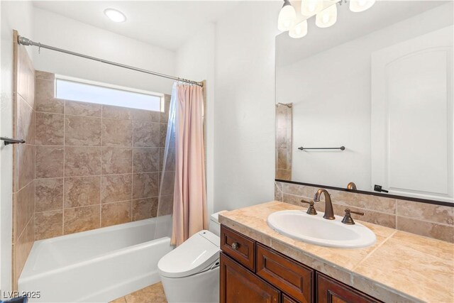2240 Boutique Ave, Henderson, NV 89044 - full bath featuring shower / tub combo with curtain, vanity, and toilet