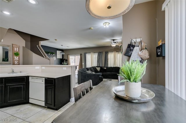 5509 Ante Up Ct Unit 102, Las Vegas, NV 89122 - dining room featuring ceiling fan, recessed lighting, and light tile patterned floors