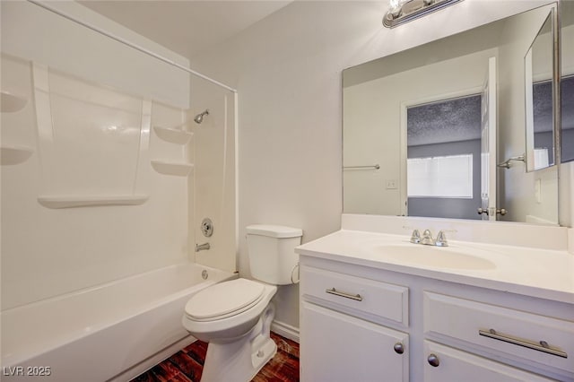 1850 Camino Verde Ln, Las Vegas, NV 89119 - bathroom featuring vanity, wood finished floors, and shower / washtub combination